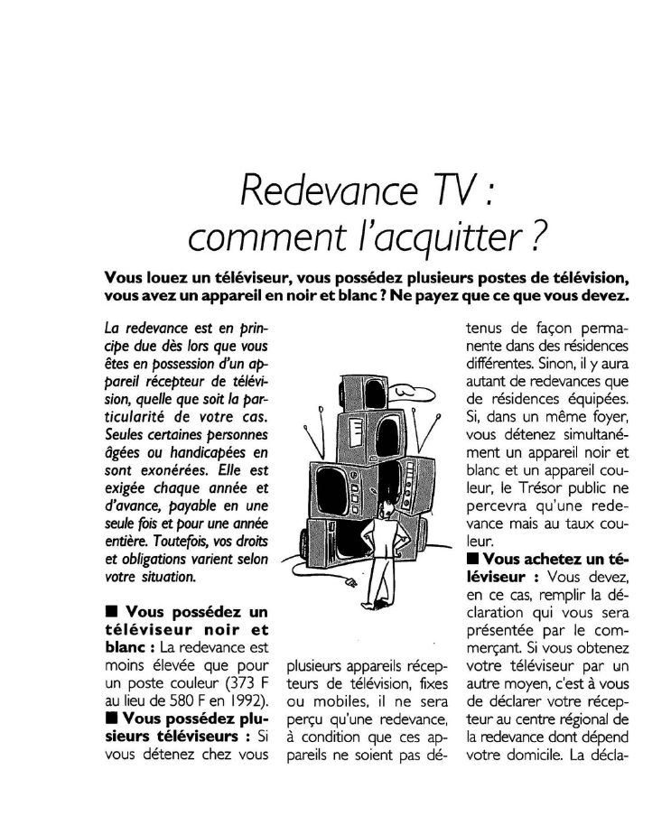 Prévisualisation du document Redevance TVcomment l'acquitter ?