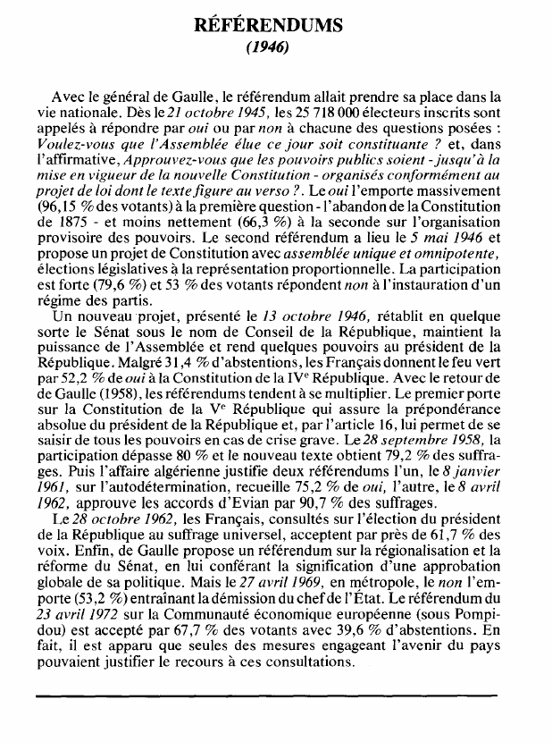 Prévisualisation du document RÉFÉRENDUMS(1946) (histoire).
