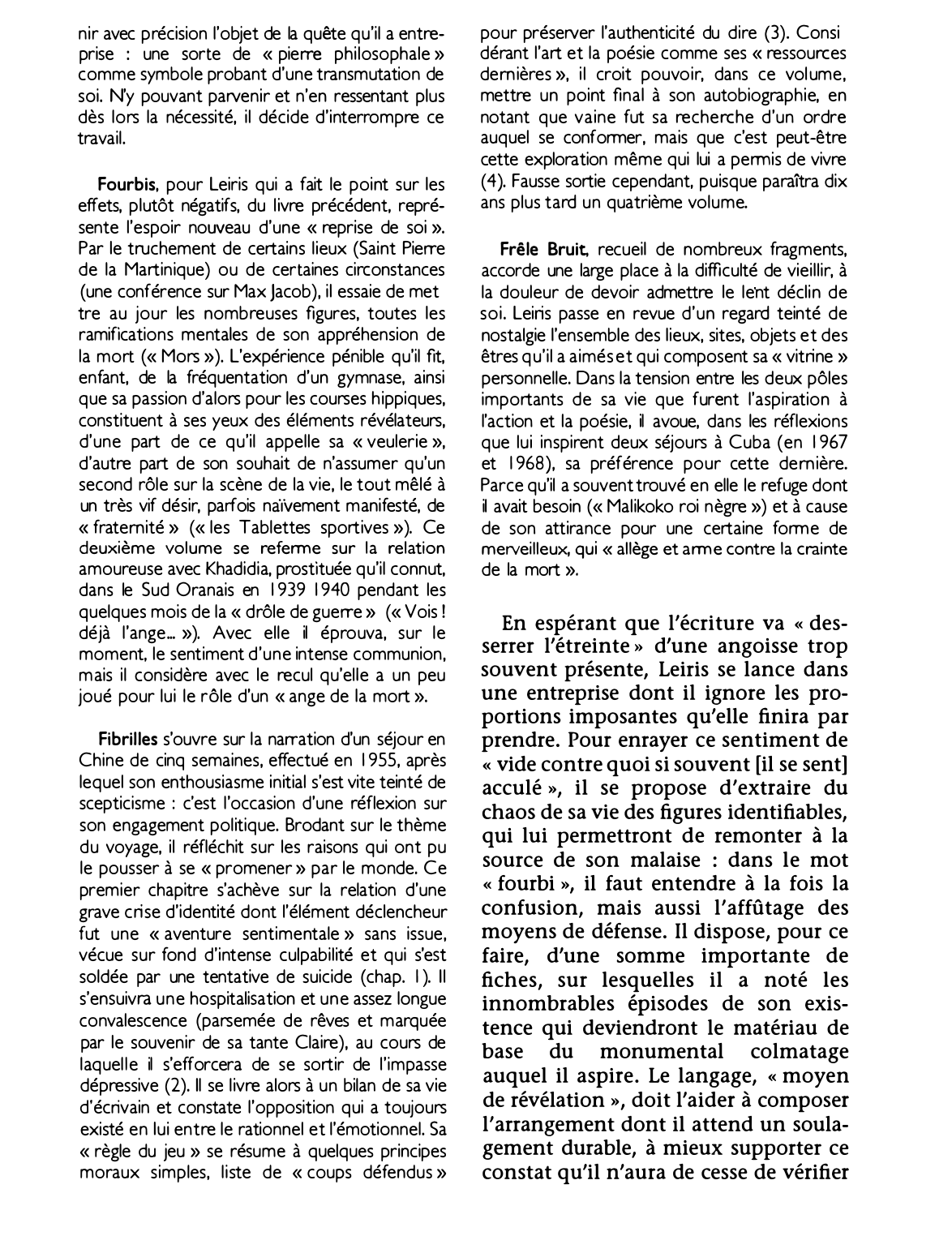 Prévisualisation du document RÈGLE DU JEU (la) de Michel Leiris (résumé et analyse de l'oeuvre)