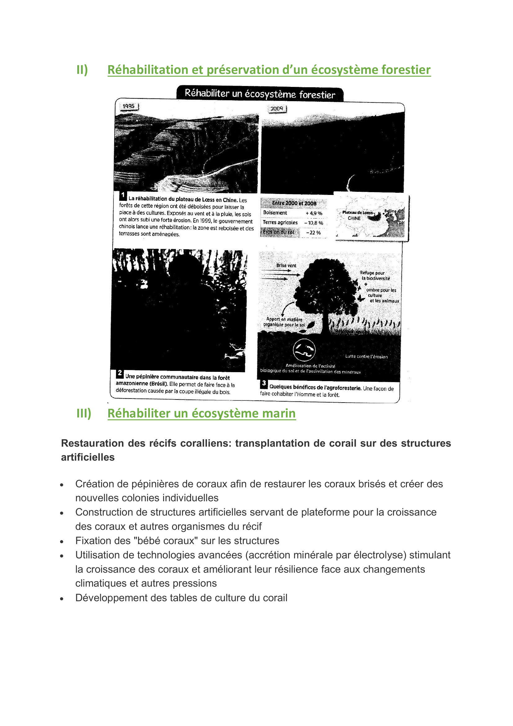Prévisualisation du document Réhabilitation des écosystèmes 
Introduction: La réhabilitation des écosystèmes consiste à retrouver les 
fonctions essentielles des écosystèmes dégradés.