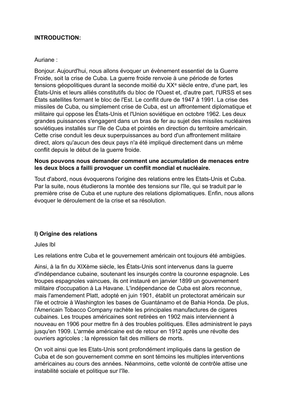 Prévisualisation du document relation international cuba