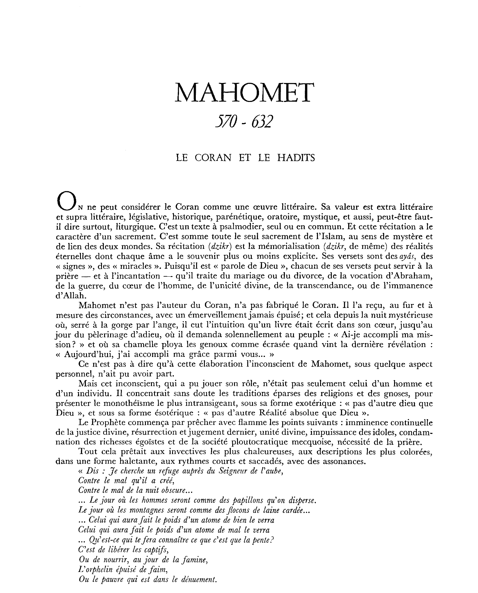 Prévisualisation du document RELIGION: Mahomet