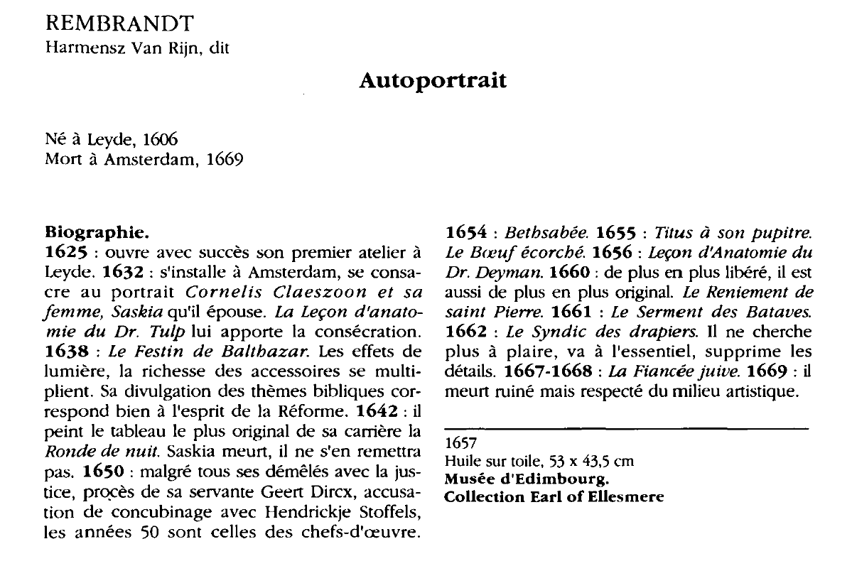 Prévisualisation du document REMBRANDT Harmensz Van Rijn, dit : Autoportrait