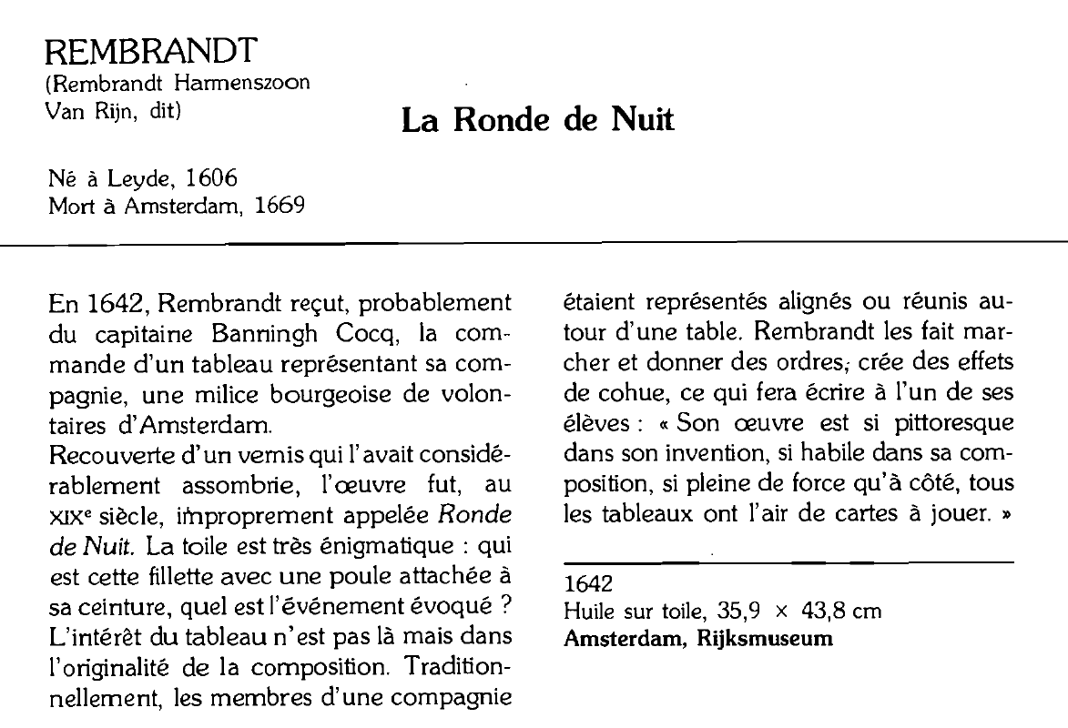 Prévisualisation du document REMBRANDT (Rembrandt Harmenszoon Van Rijn, dit) : La Ronde de Nuit