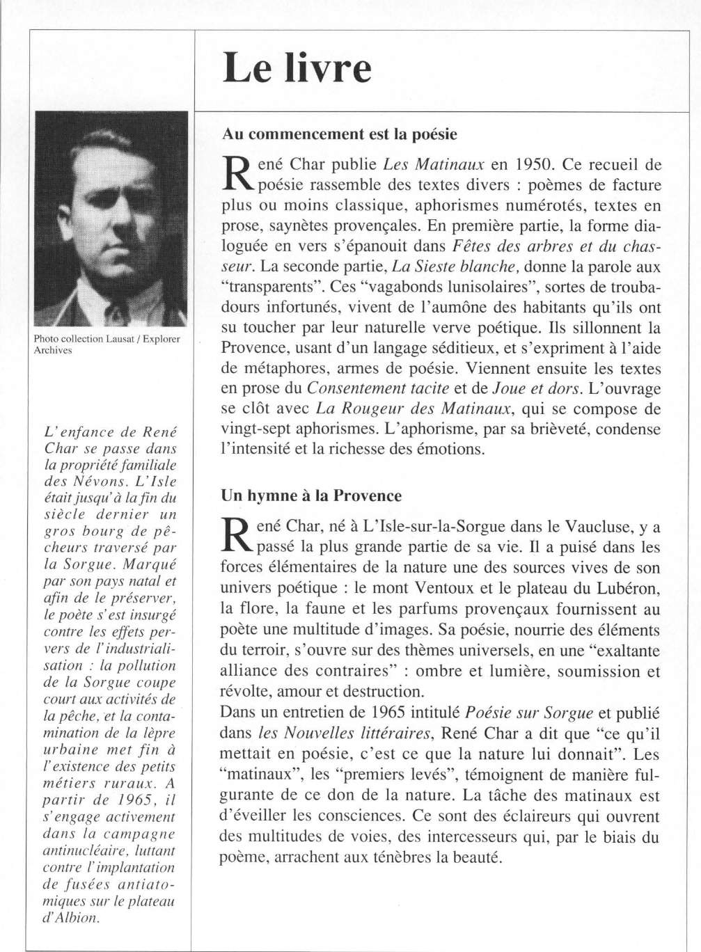 Prévisualisation du document René CHAR : Les Matinaux