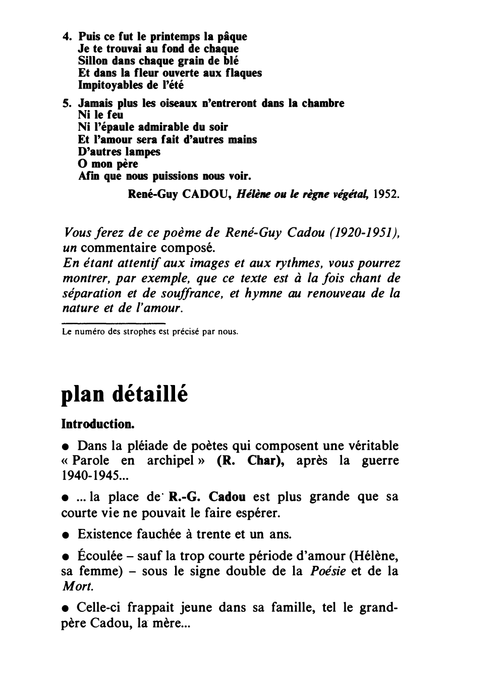 Prévisualisation du document René-Guy CADOU, Hélène ou le rèrègne végétal, 1952. (commentaire)