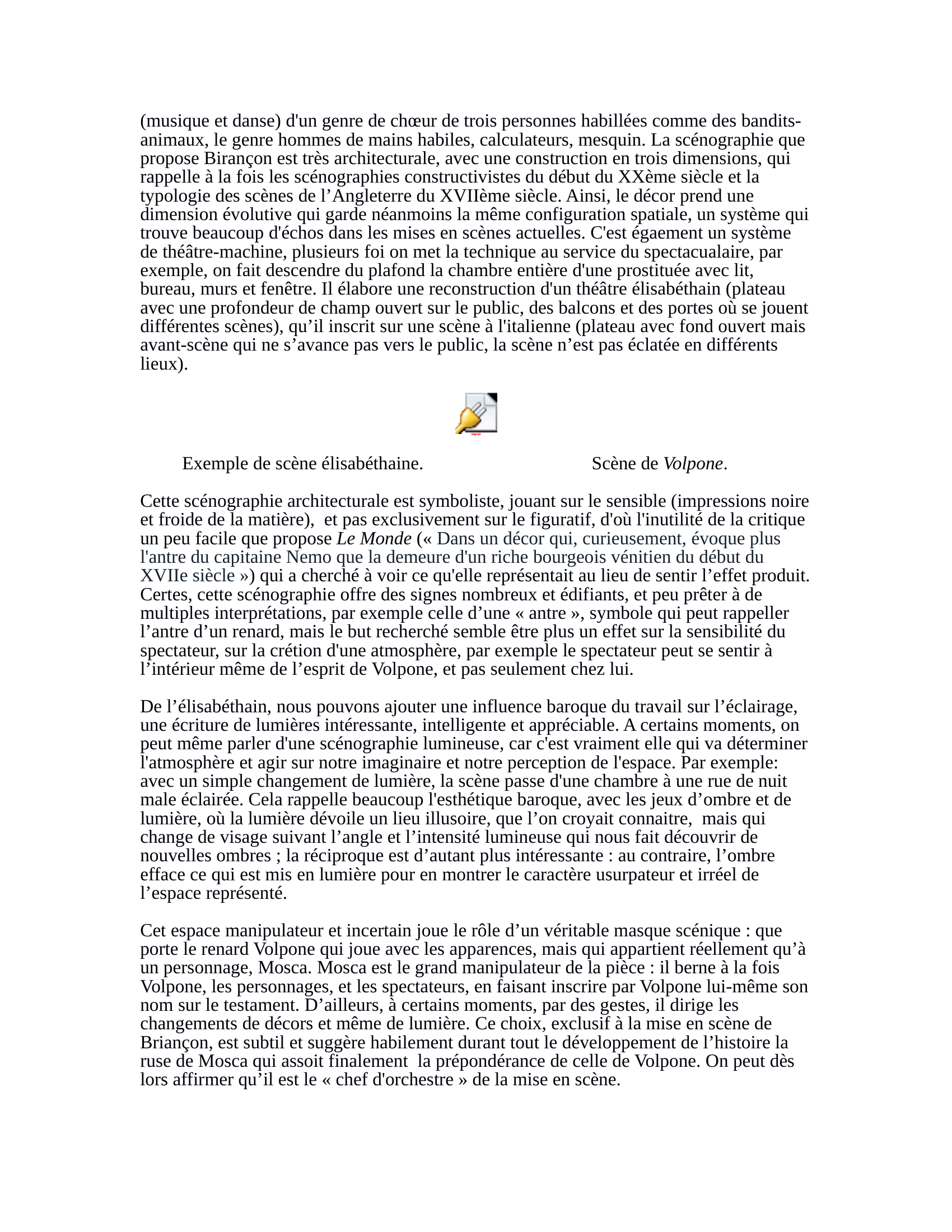 Prévisualisation du document Représentation de Volpone