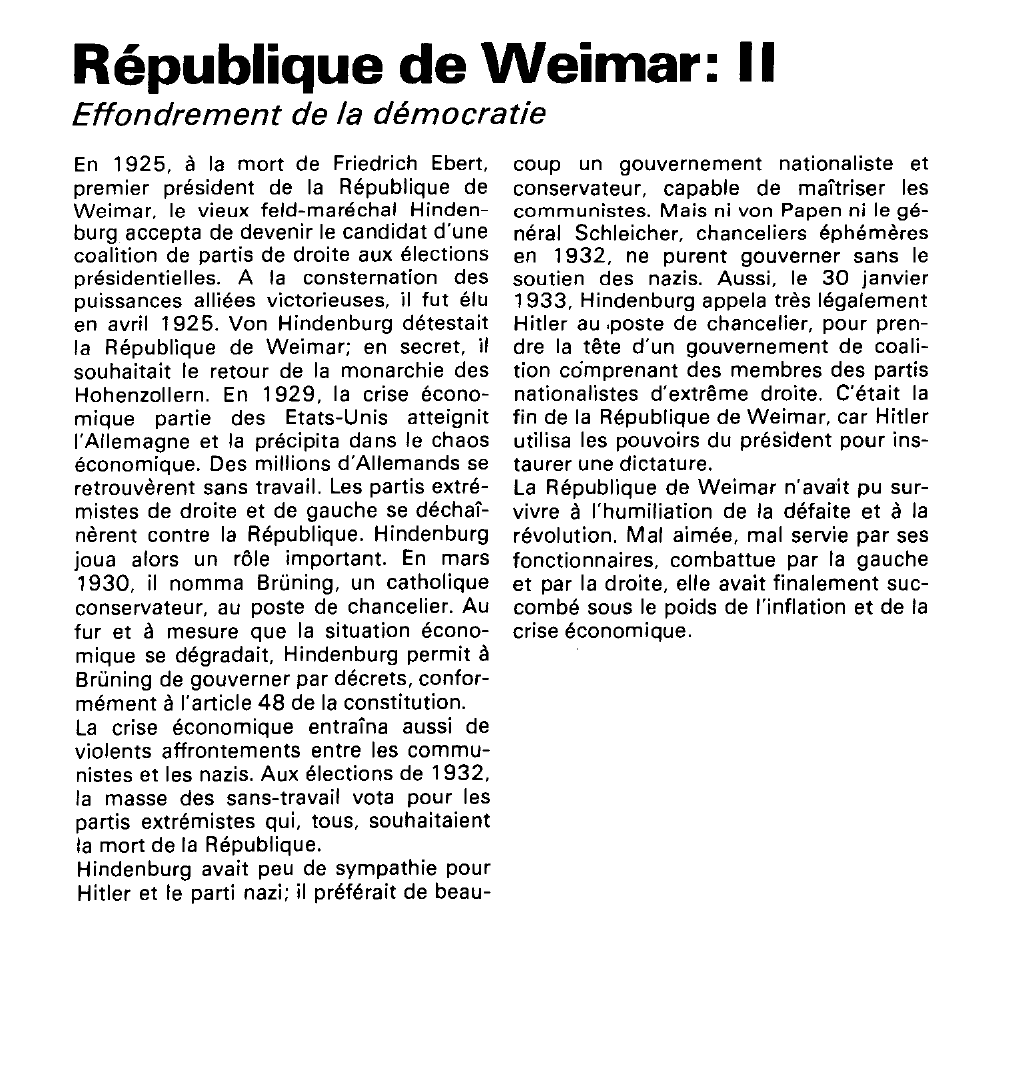 Prévisualisation du document République de Weimar:(seconde guerre mondiale).