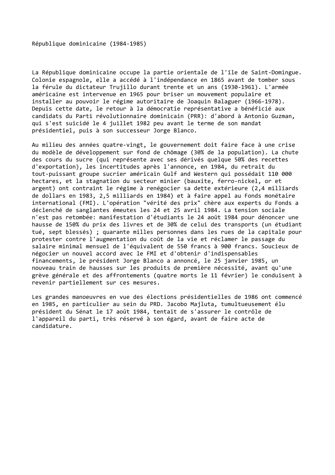 Prévisualisation du document République dominicaine (1984-1985)