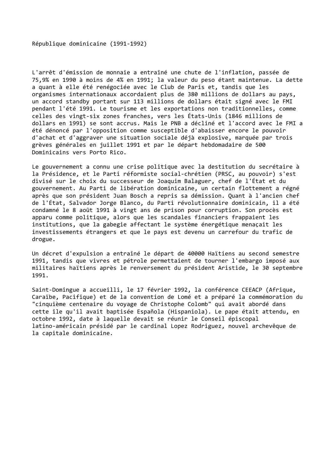 Prévisualisation du document République dominicaine (1991-1992)