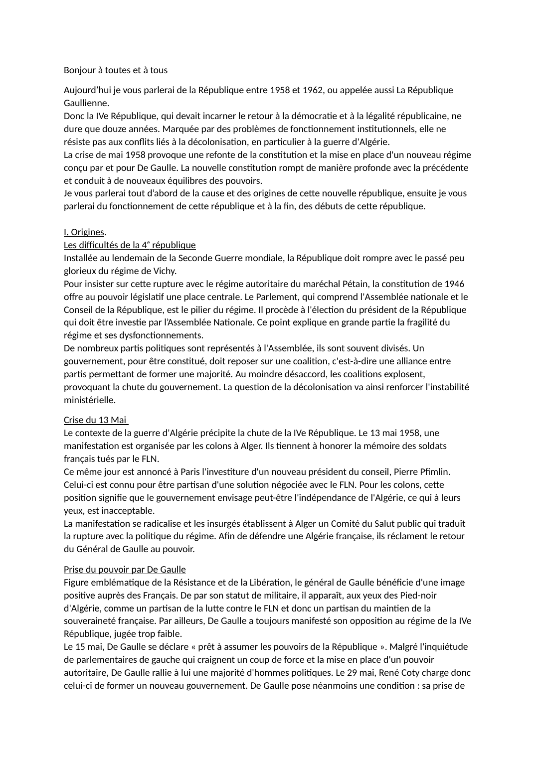 Prévisualisation du document La République entre 1958 et 1962 - La République Gaullienne