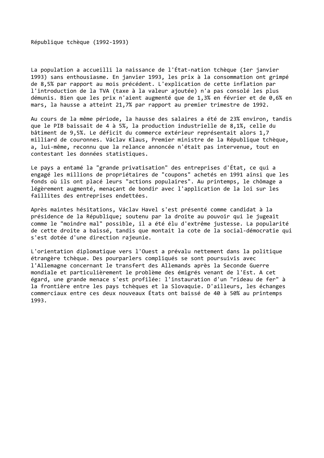 Prévisualisation du document République tchèque (1992-1993)