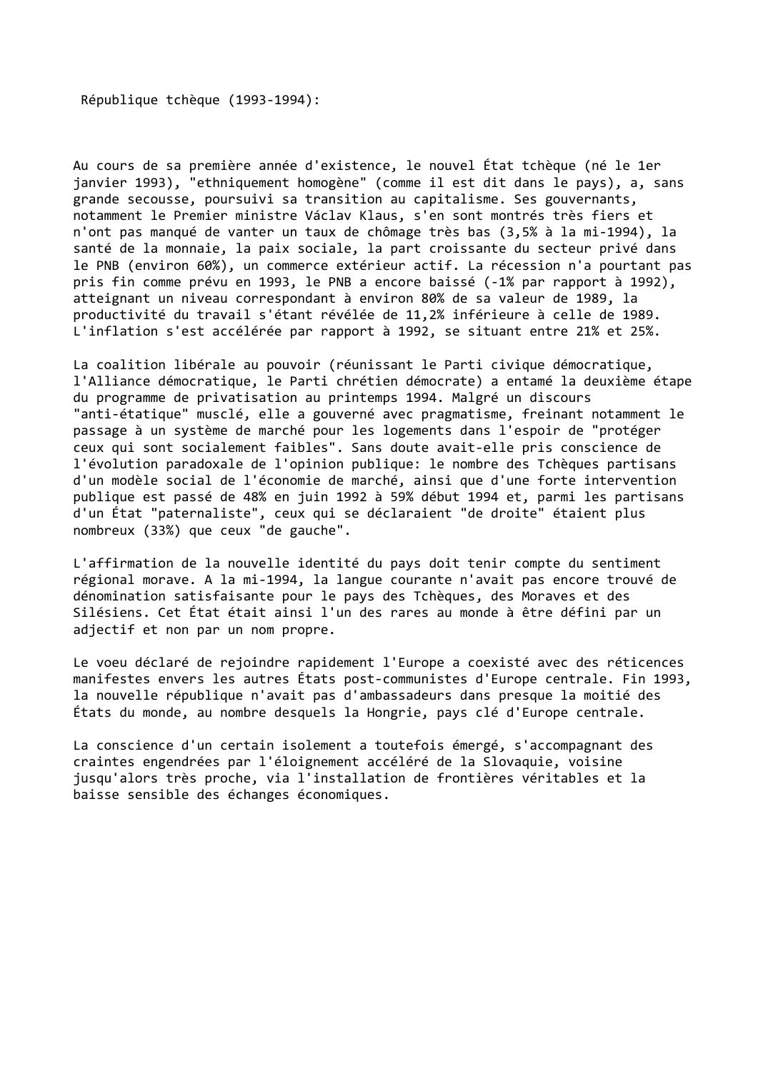 Prévisualisation du document République tchèque (1993-1994)
