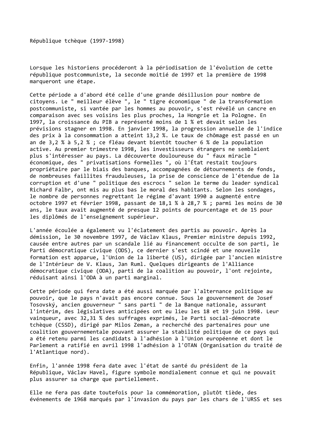 Prévisualisation du document République tchèque (1997-1998)