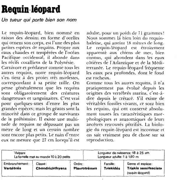 Prévisualisation du document Requin-léopardUn tueur qui porte bien son nom.