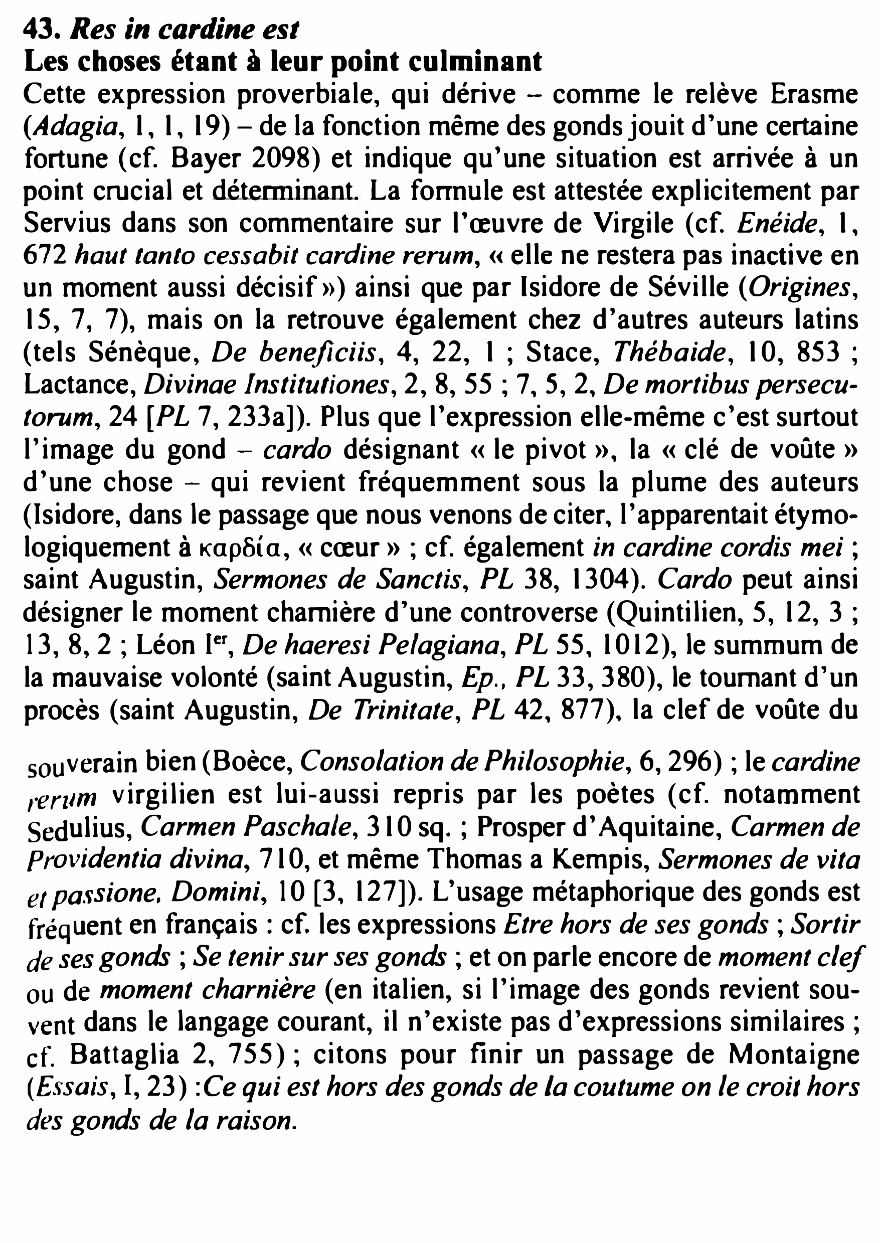 Prévisualisation du document Res in cardine est
Les choses étant à leur point culminant