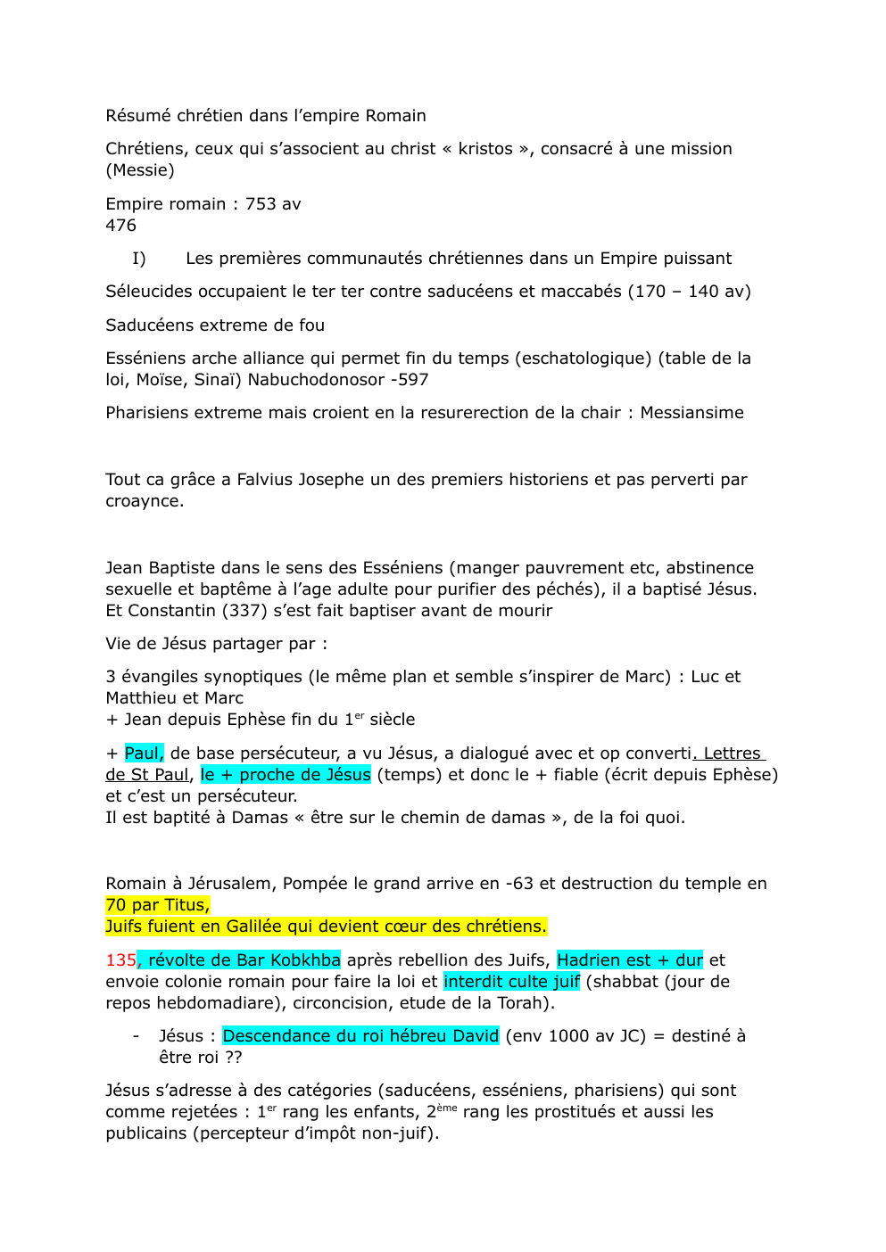 Prévisualisation du document Résumé chrétien dans l’empire Romain