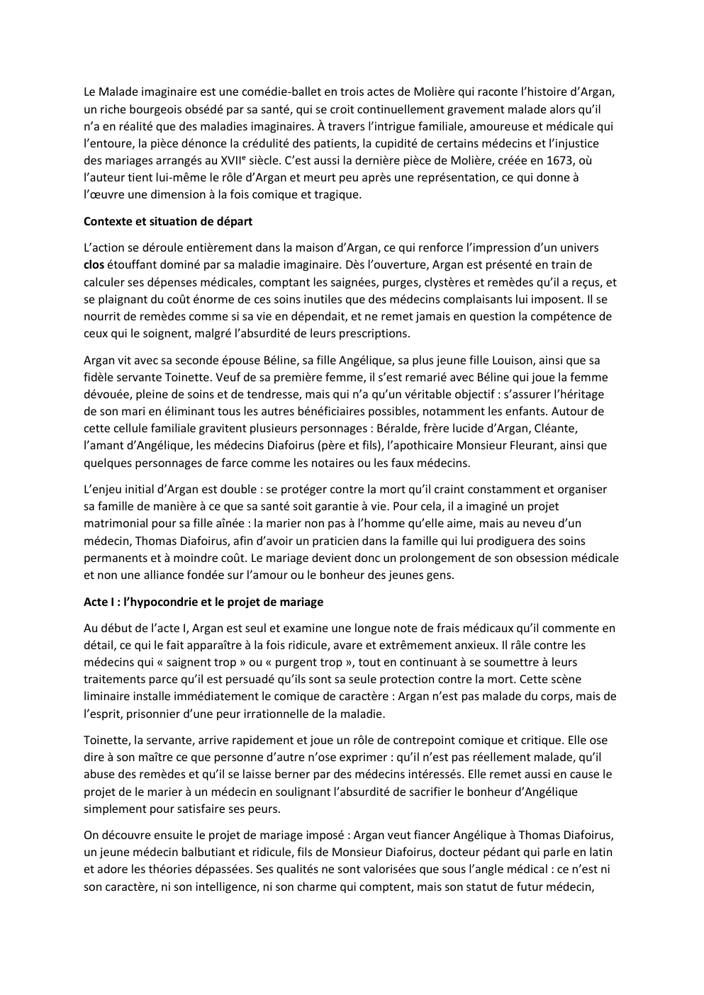 Prévisualisation du document Résume complet Le malade Imaginaire