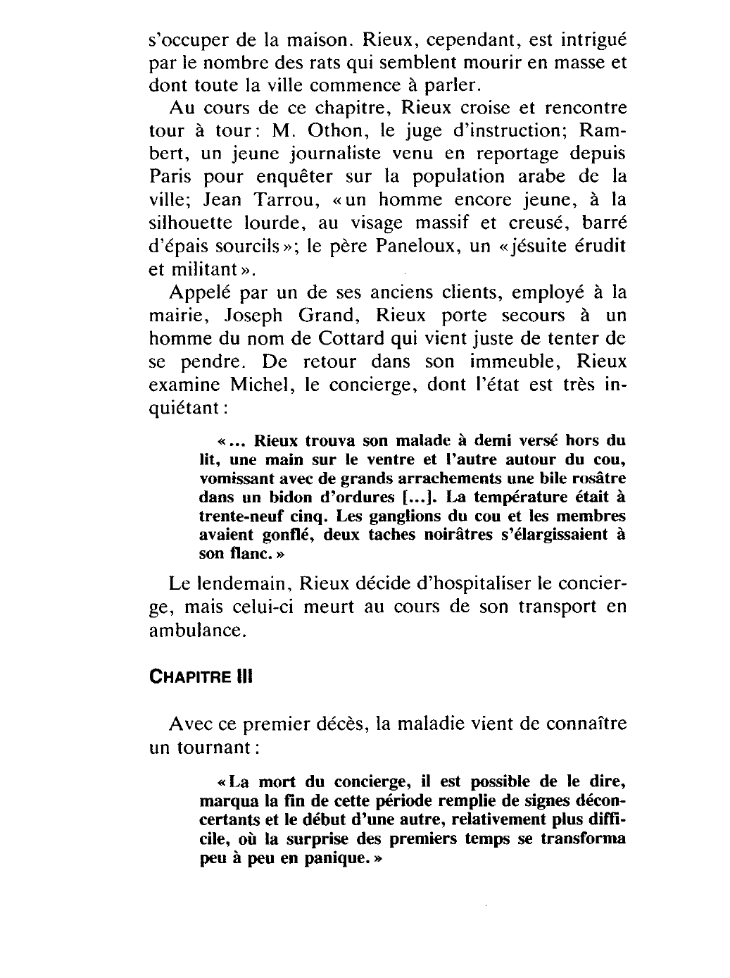 Prévisualisation du document RÉSUMÉ DE LA PESTE DE CAMUS