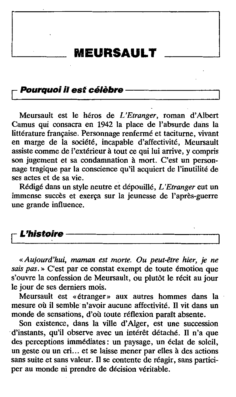Prévisualisation du document Resumé de L'Etranger de Camus
