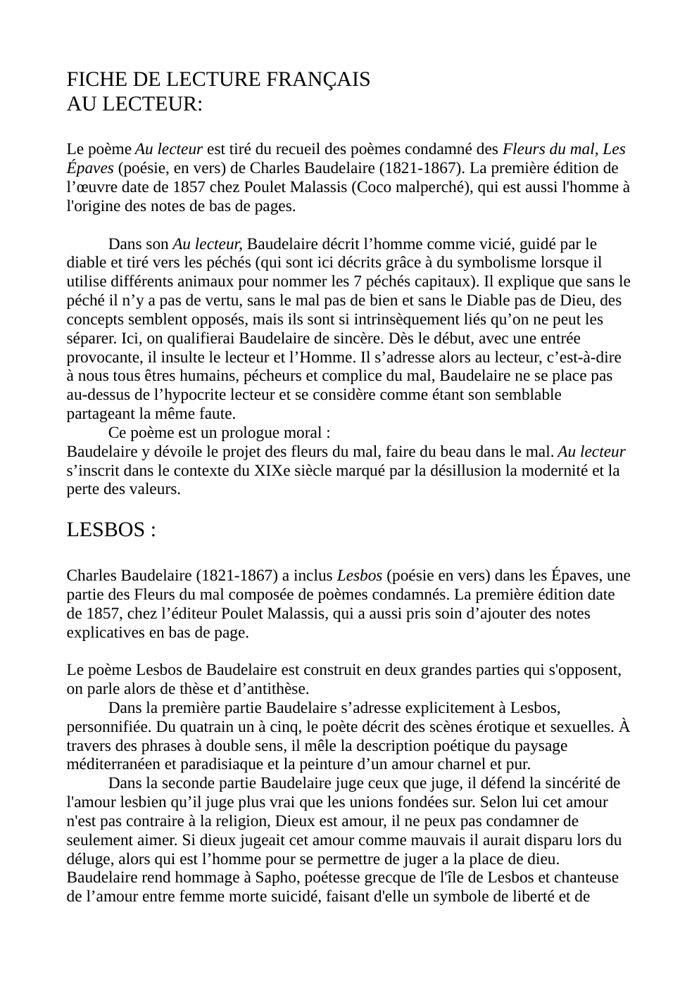 Prévisualisation du document Résumé de quelque poème condamné des fleurs du mal