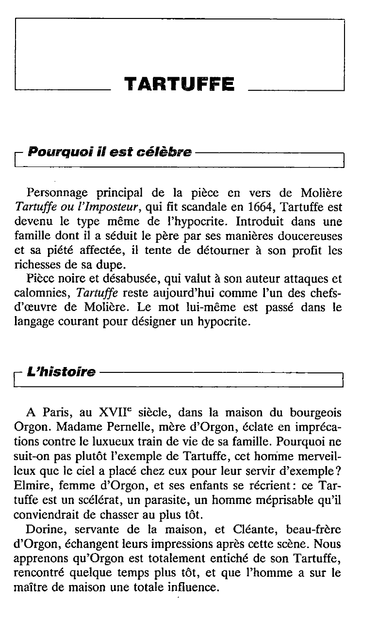 Prévisualisation du document Résumé du Tartuffe de Molière	?