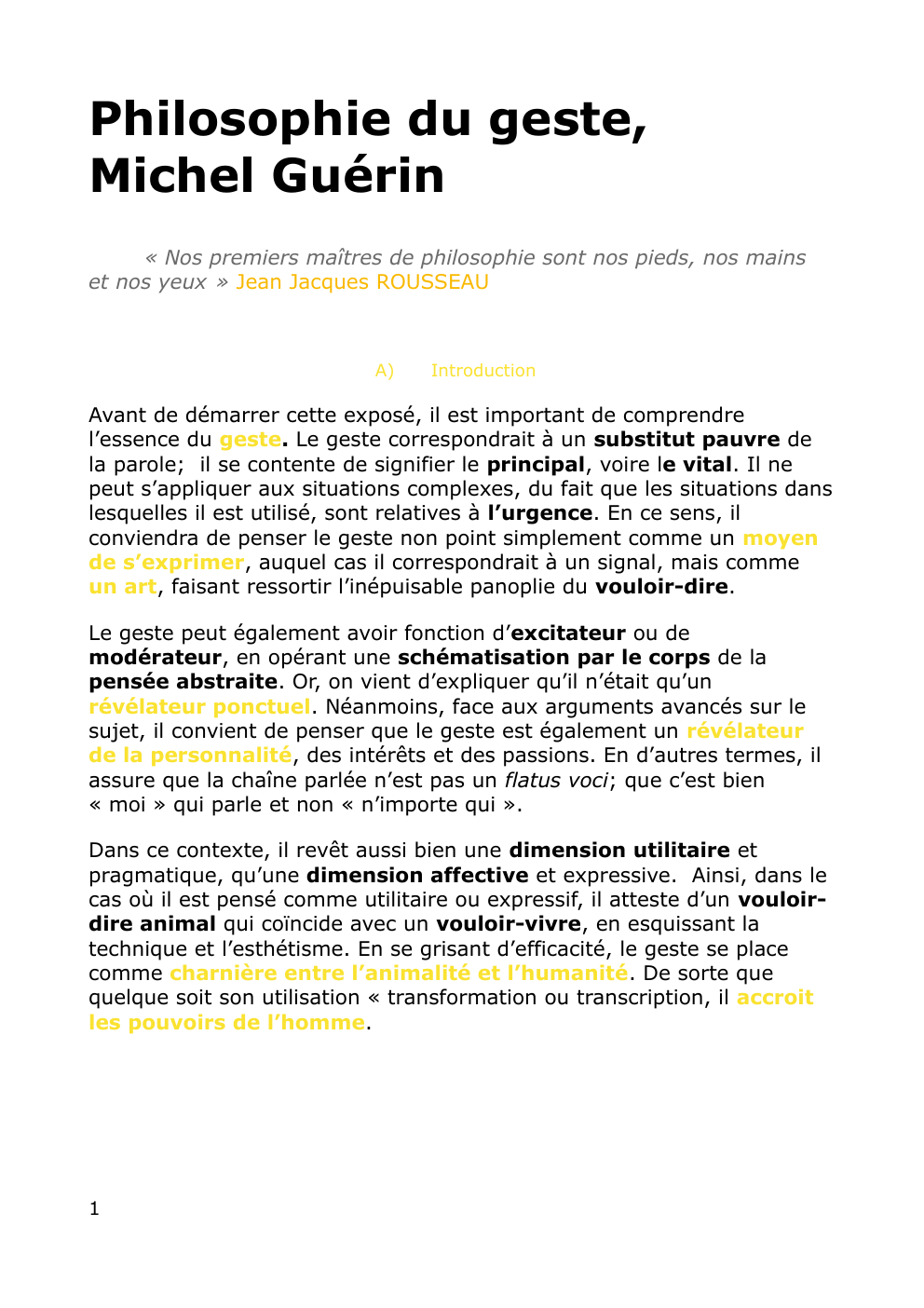 Prévisualisation du document Résumé Philosophie du geste - Michel Guérin