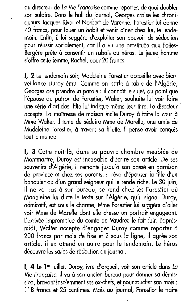 Prévisualisation du document Résumés commentés de Bel-Ami de Maupassant