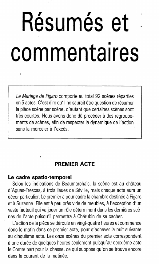 Prévisualisation du document Résumés et commentaires -  Le Mariage de Figaro de Beaumarchais - Premier acte