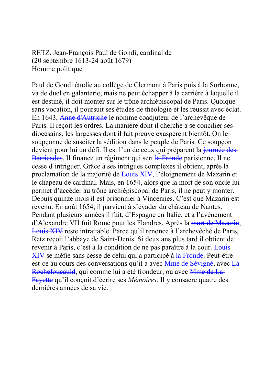 Prévisualisation du document RETZ, Jean-François Paul de Gondi, cardinal de (20 septembre 1613-24