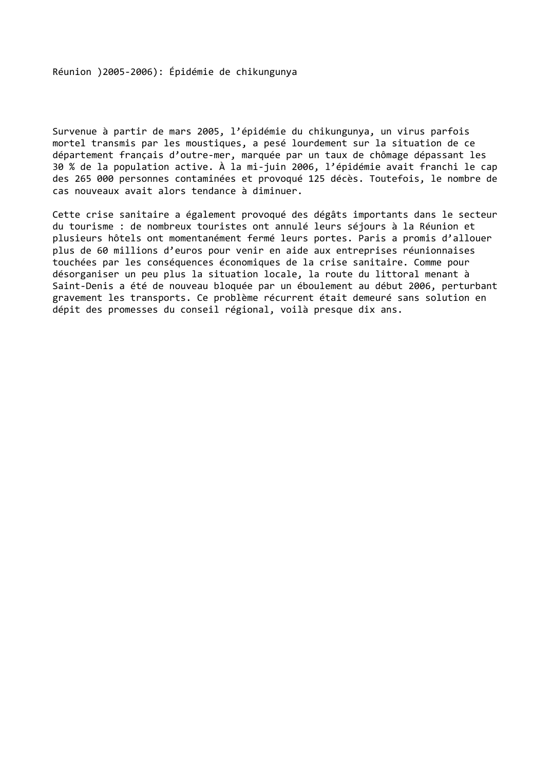 Prévisualisation du document Réunion )2005-2006): Épidémie de chikungunya