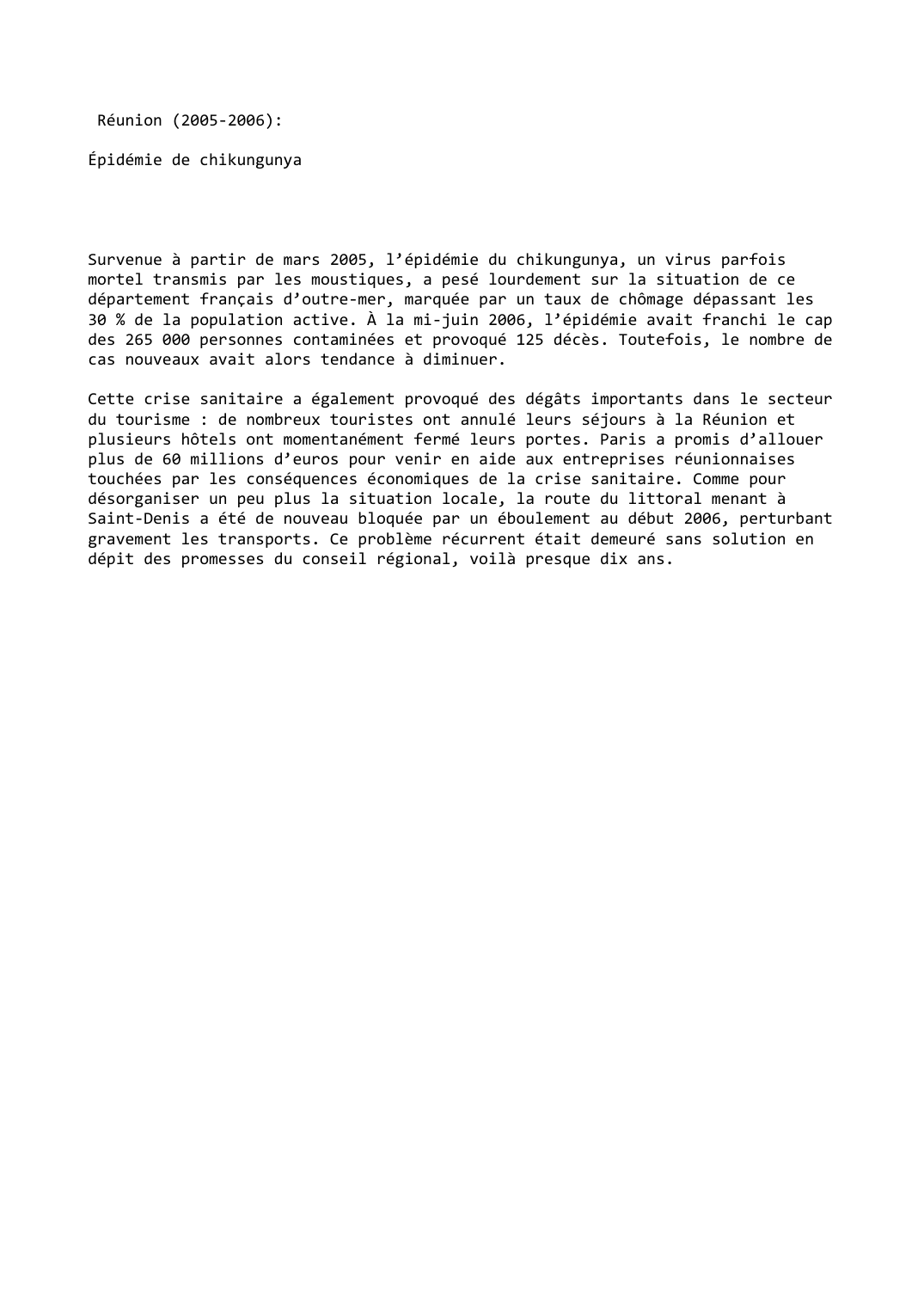 Prévisualisation du document Réunion (2005-2006):

Épidémie de chikungunya