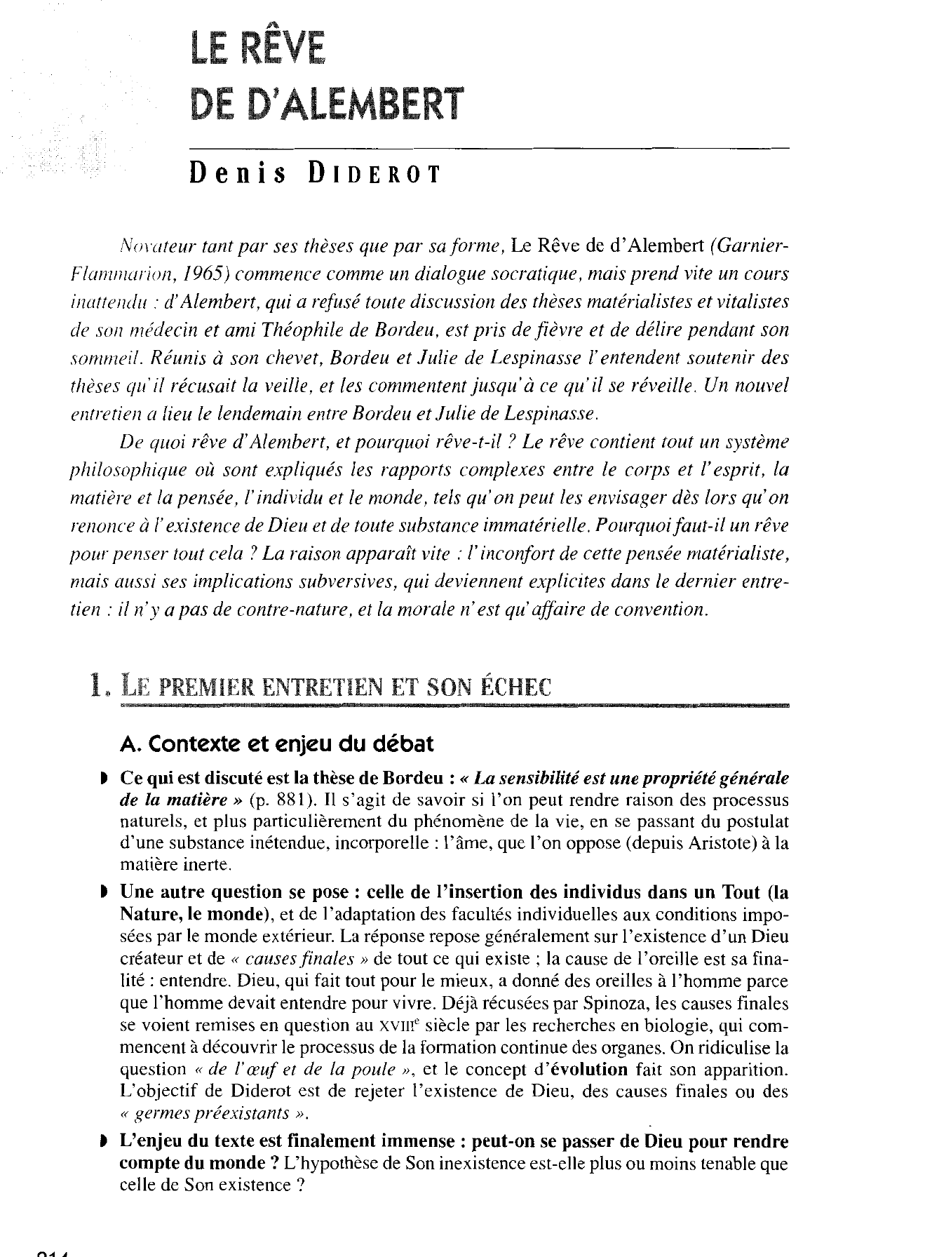 Prévisualisation du document RÊVE DE D'ALEMBERT (le) de Denis Diderot