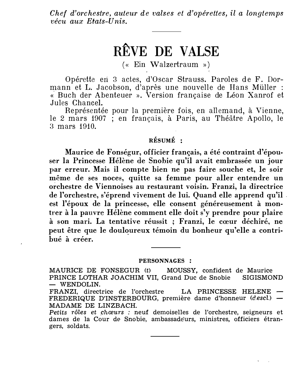 Prévisualisation du document RÊVE DE VALSE d'Oscar STRAUSS (résumé & analyse)