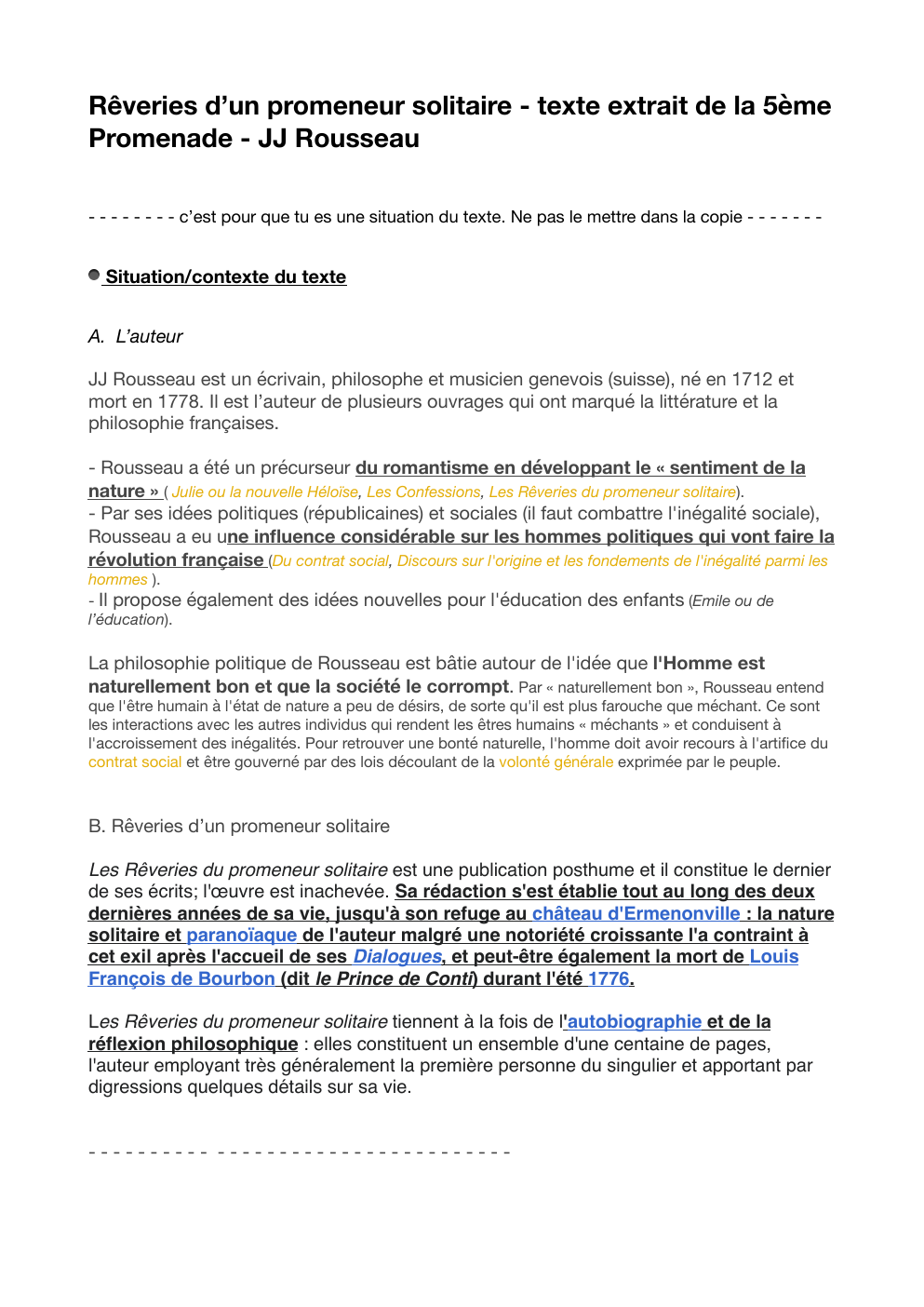 Prévisualisation du document Rêveries d’un promeneur solitaire - texte extrait de la 5ème Promenade - JJ Rousseau