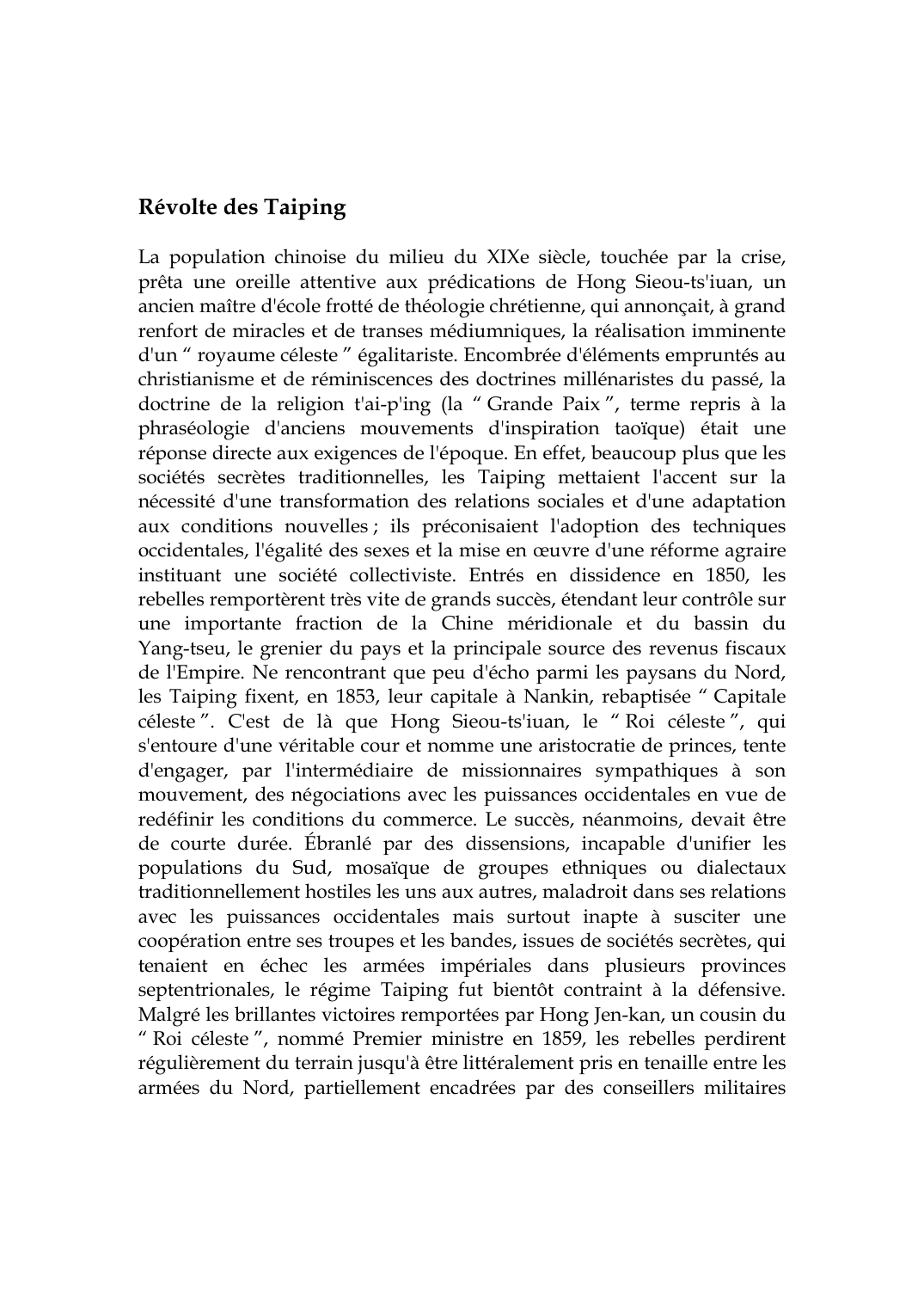 Prévisualisation du document Révolte des TaipingLa population chinoise du milieu du XIXe siècle,