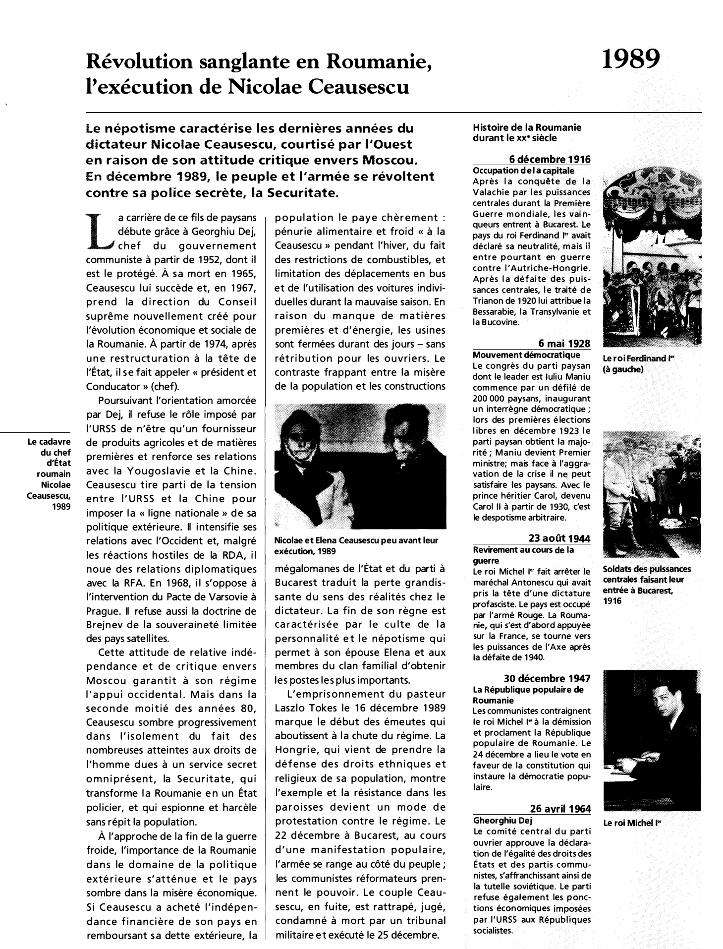 Prévisualisation du document Révolution sanglante en Roumanie, l'exécution de Nicolae Ceausescu