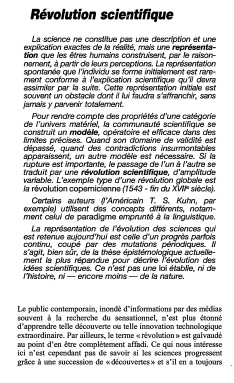 Prévisualisation du document Révolution scientifique
La science ne constitue pas une description et une
explication exactes de la réalité, mais une représenta­
tion...