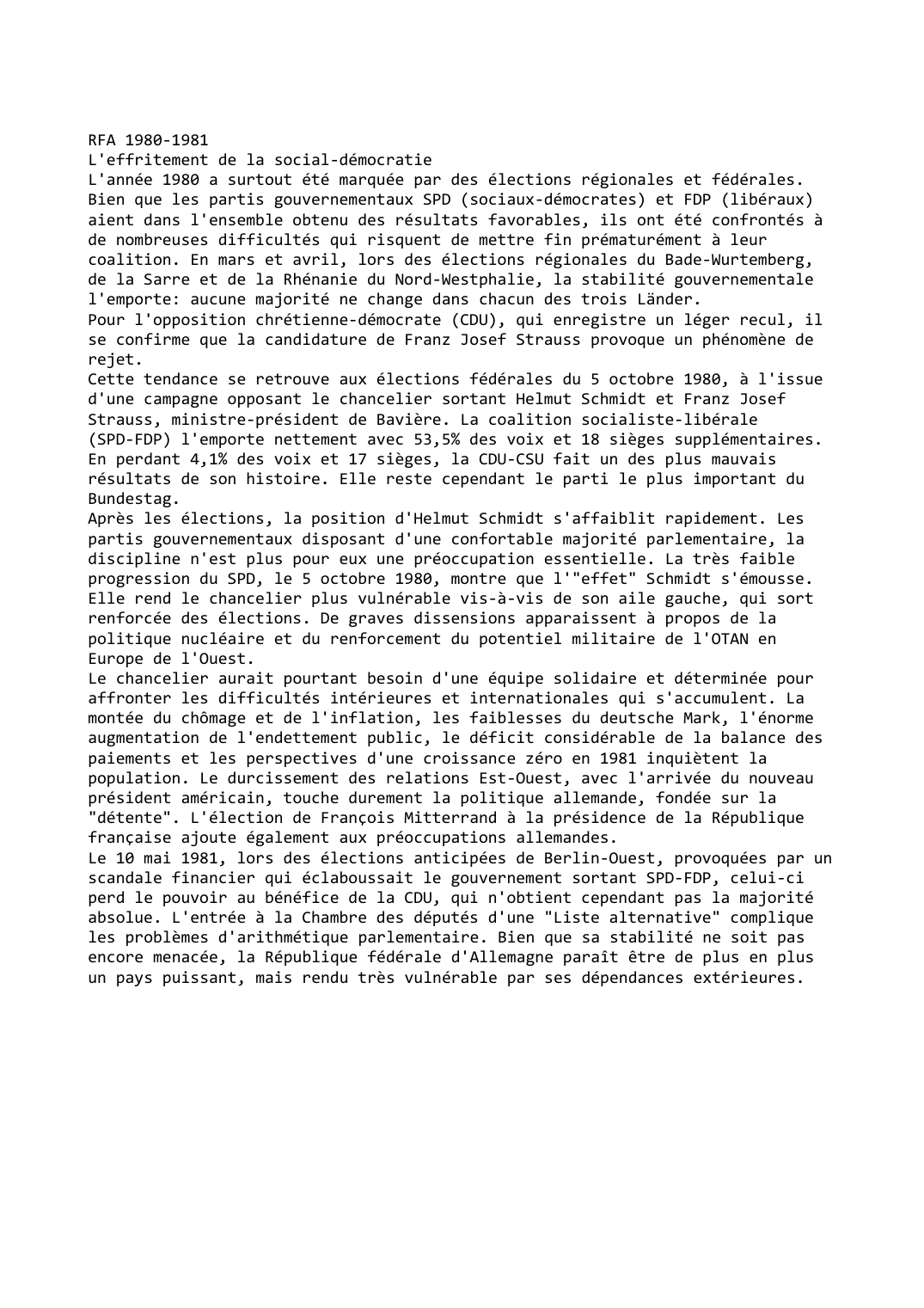 Prévisualisation du document RFA 1980-1981
L'effritement de la social-démocratie