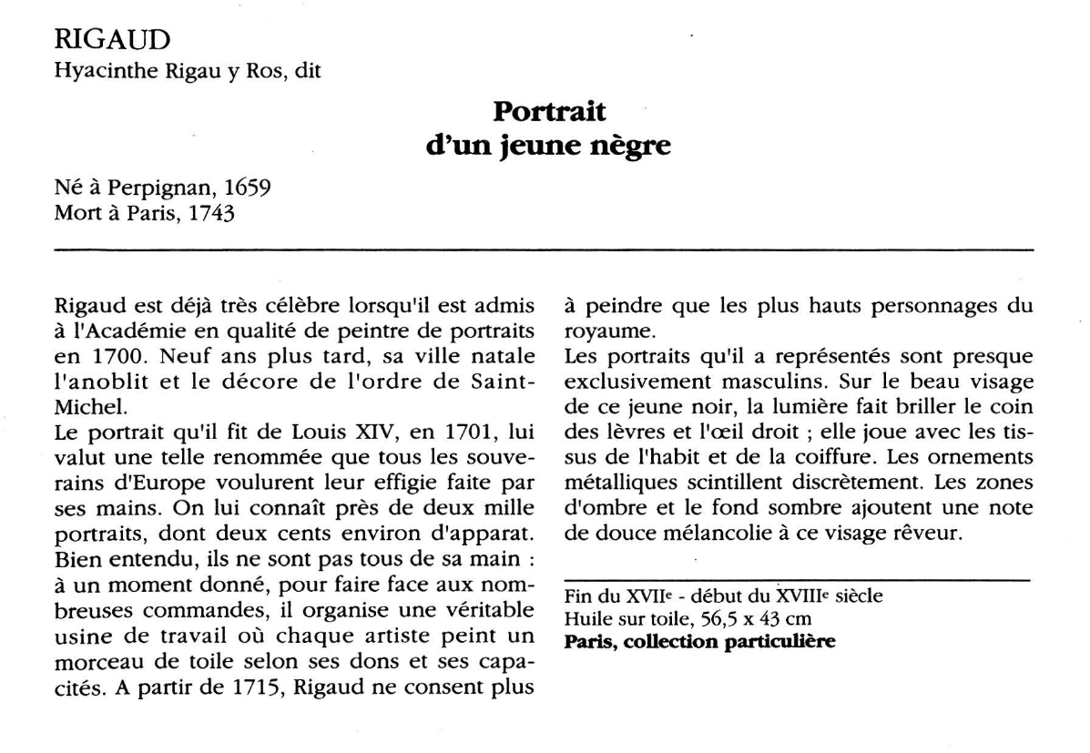 Prévisualisation du document RIGAUD Hyacinthe Rigau y Ros, dit : Portrait d'un jeune nègre