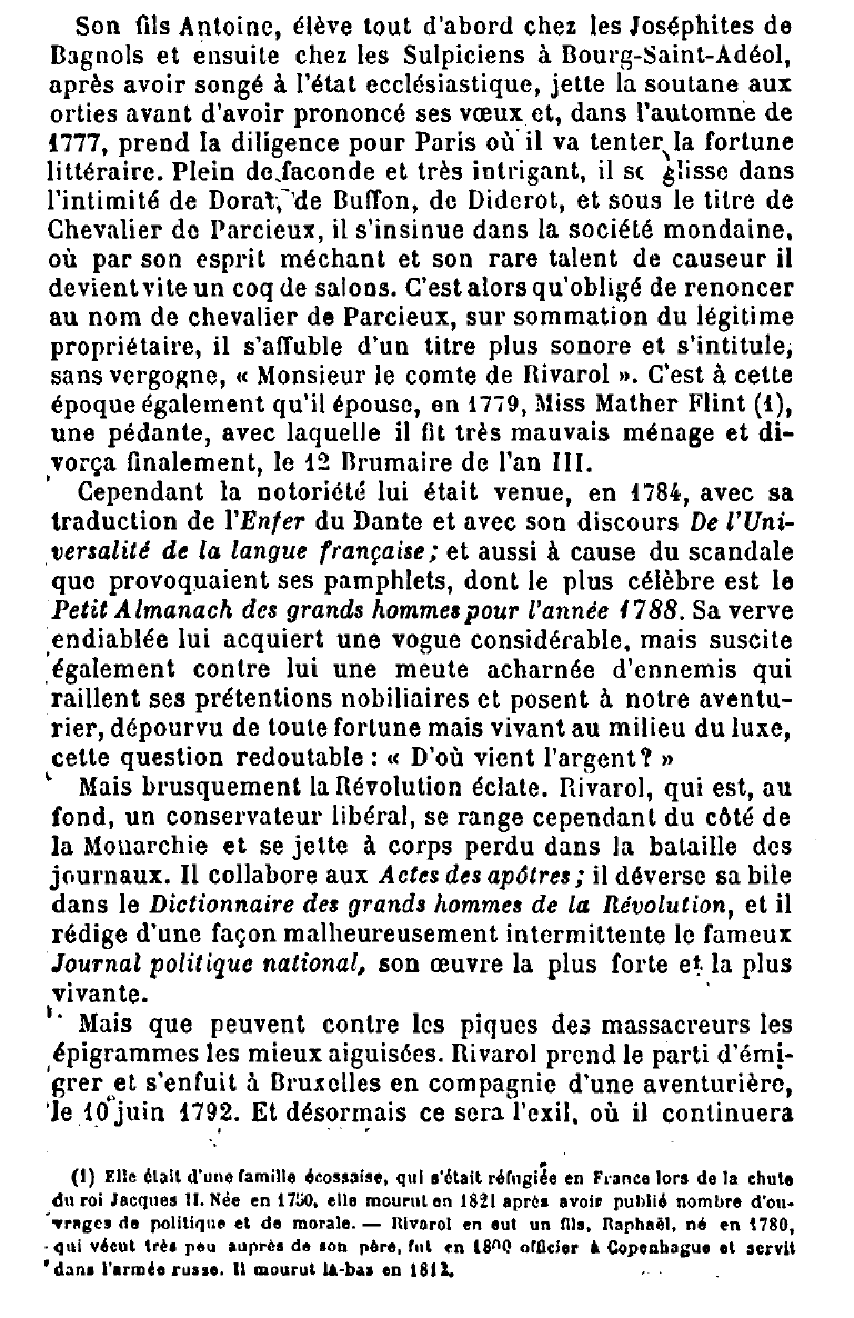 Prévisualisation du document RIVAROL: DE L'UNIVERSALITÉ DE LA LANGUE FRANÇAISE