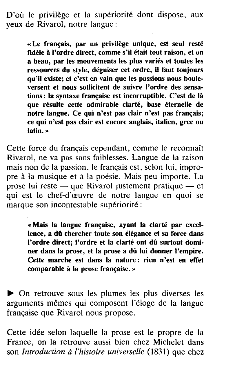 Prévisualisation du document Rivarol et la langue française