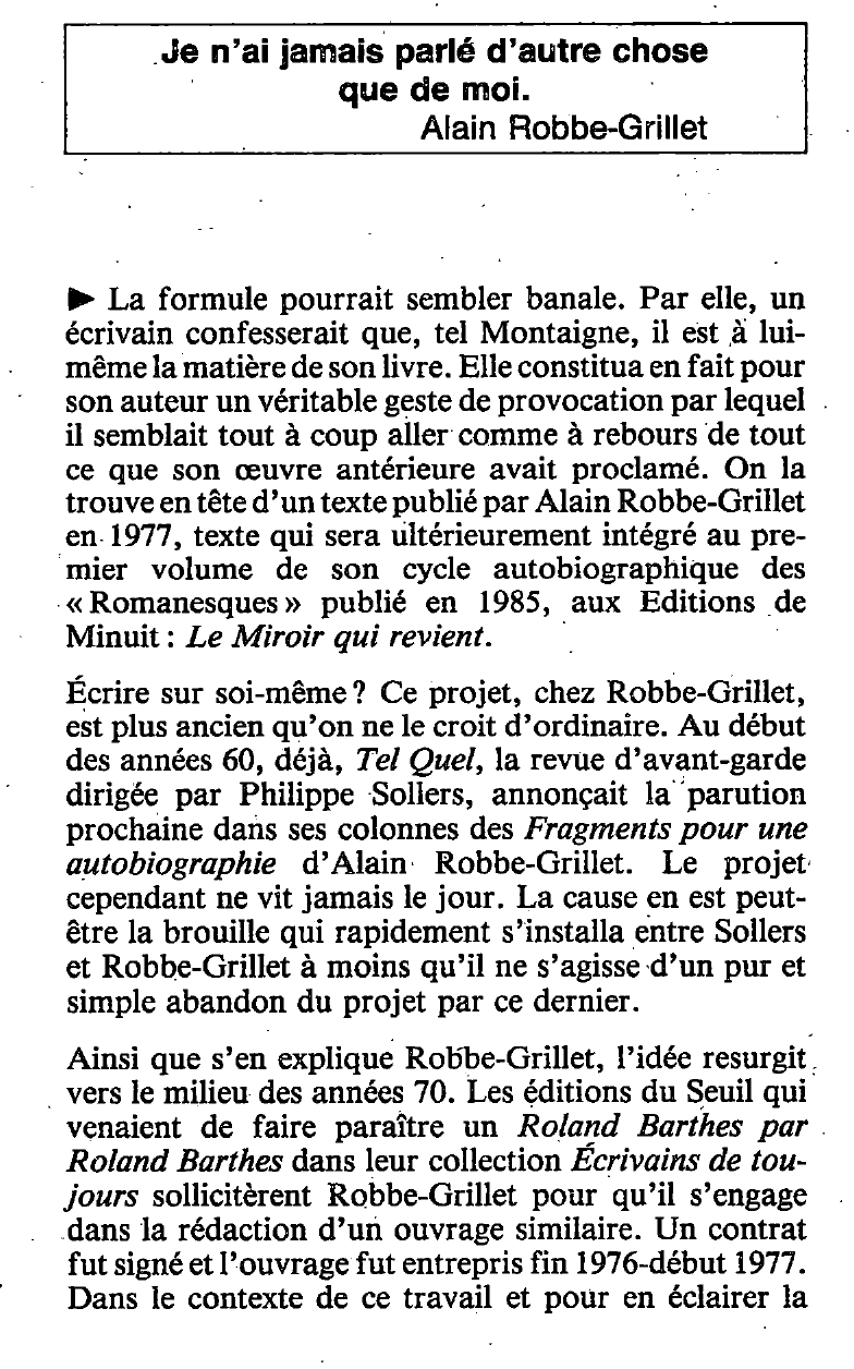 Prévisualisation du document Robbe-Grillet (Alain)