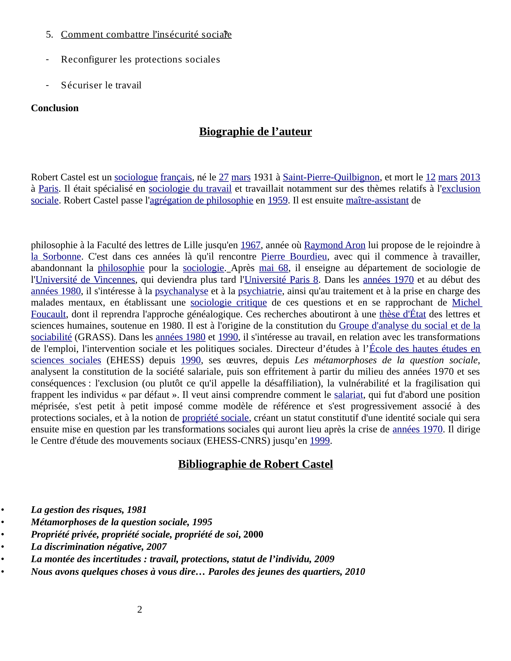 Prévisualisation du document robert castel (résumé de livre)