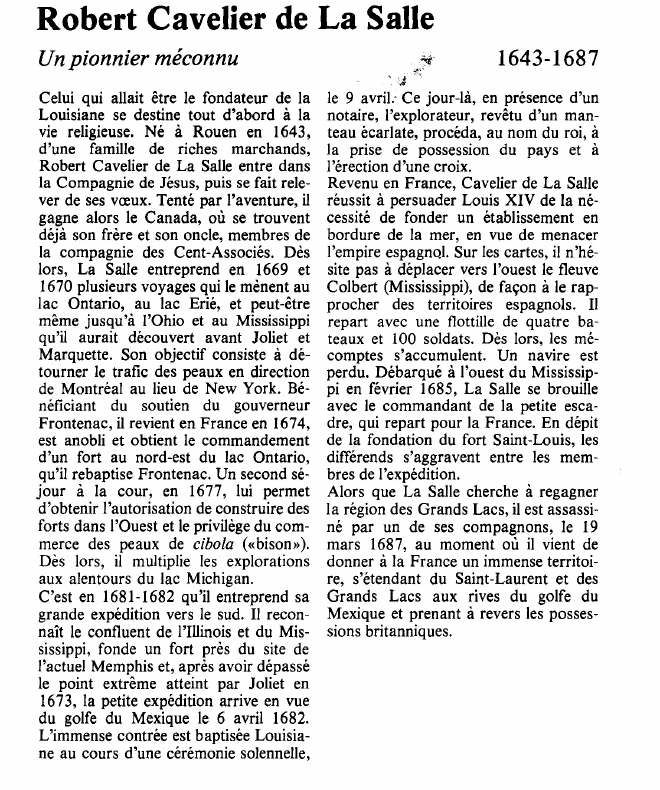 Prévisualisation du document Robert Cavelier de La SalleUn pionnier méconnu.