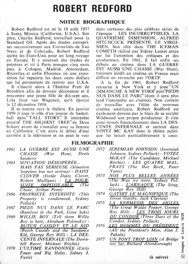 Prévisualisation du document ROBERT REDFORD