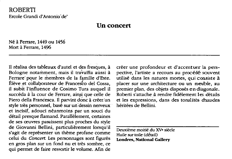 Prévisualisation du document ROBERTIErcole Grandi d'Antonio de:Un concert (analyse du tableau).