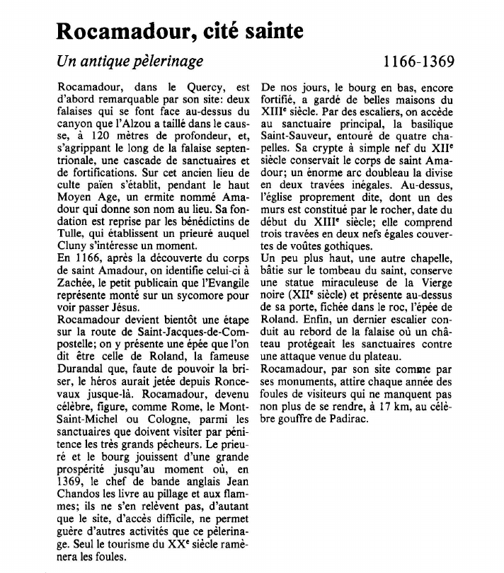 Prévisualisation du document Rocamadour, cité sainteUn antique pèlerinage.