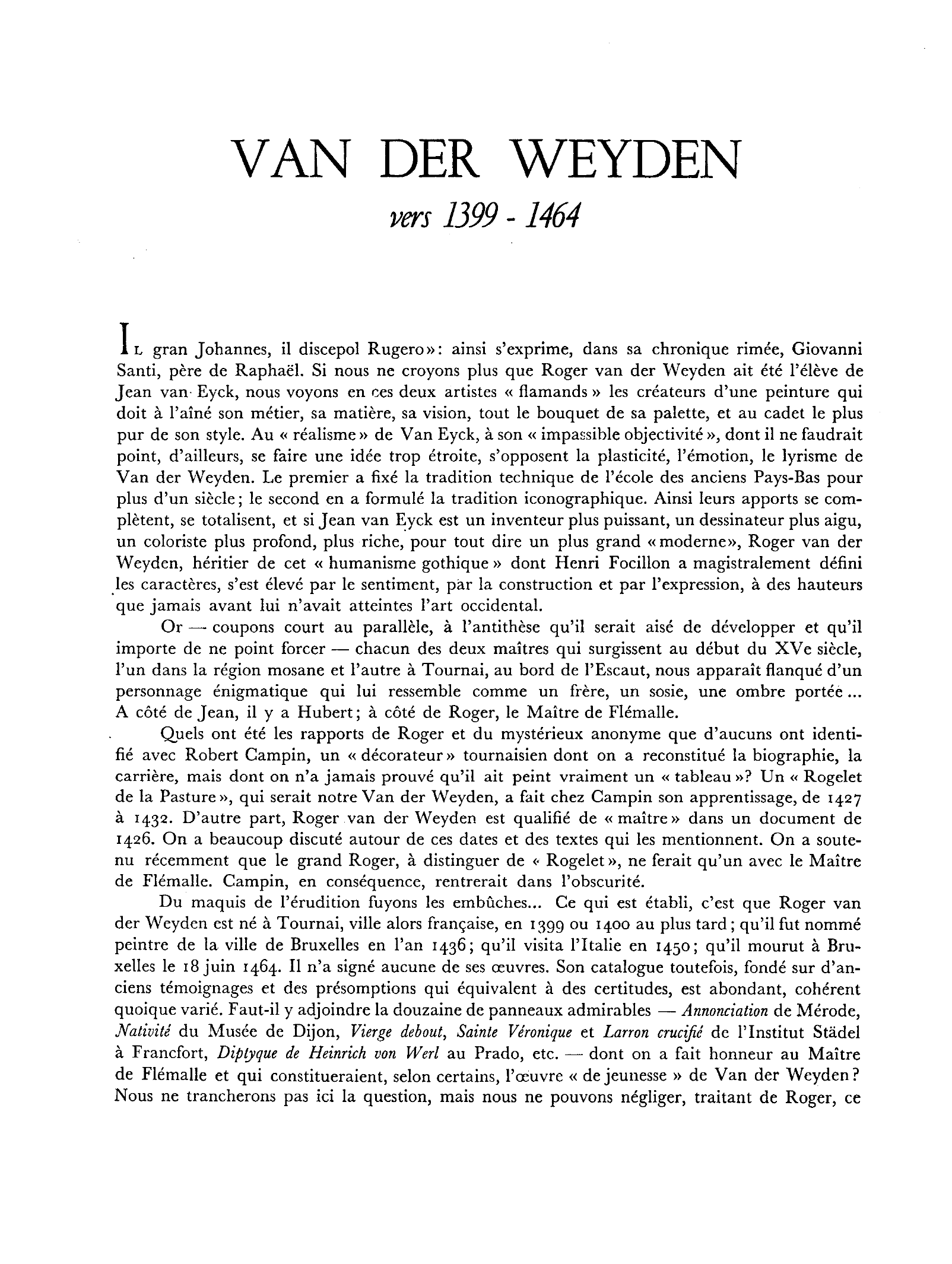 Prévisualisation du document Rogier Van Weyden ou Rogier de la Pasture en quelques dates