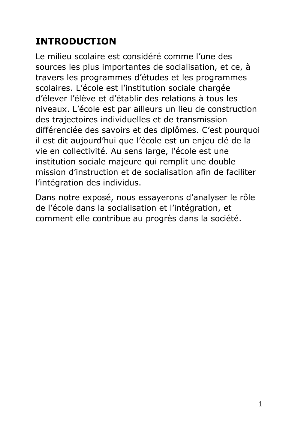 Prévisualisation du document role de l'école